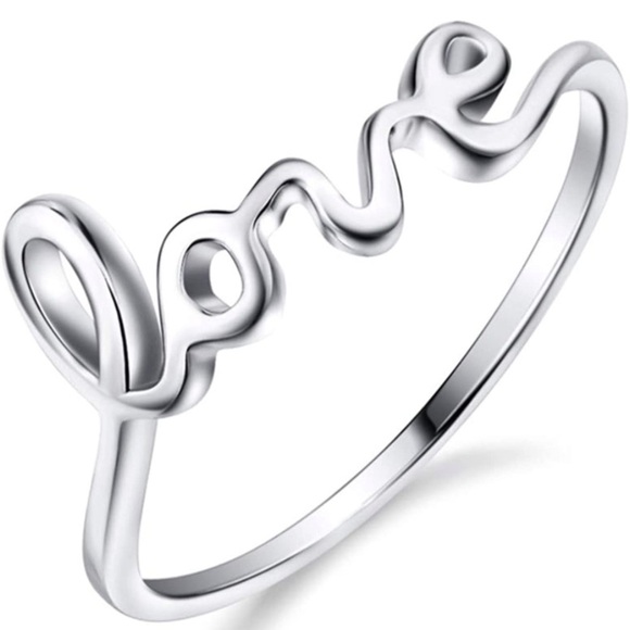 925 Love Inscription Letters Phrase Ring